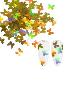 1盒蝴蝶图案美甲亮片DIY指甲饰品美甲宝石美甲用品指甲