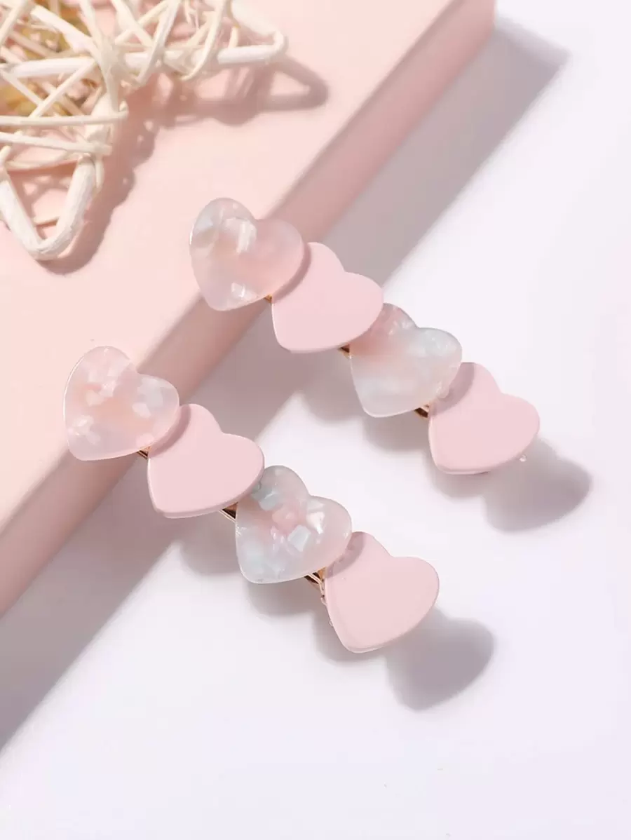 2 件心形和星形发夹，适合女孩、刘海和侧发夹 - 彩色 - 查看 1