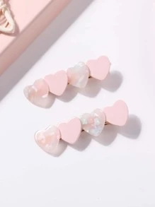 2 件心形和星形发夹，适合女孩、刘海和侧发夹 - 彩色 - 查看 2