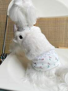 Cherry Print Ruffle Trim Pet Tee