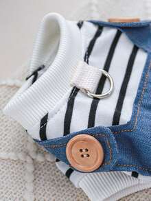 1pc Cartoon Bear Embroidered Pet Jumpsuit - Multicolor - View 4