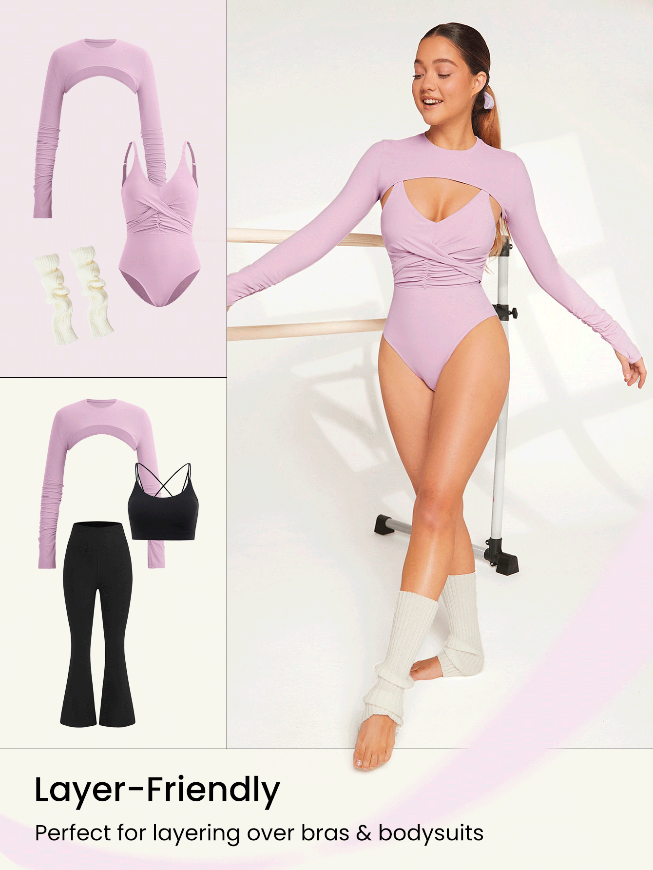 GLOWMODE Featherfit™ 短款紮肩上衣 - 淺粉色 - 查看 3