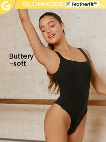 GLOWMODE FeatherFit™ Square Neck Bodysuit - Black - View 2