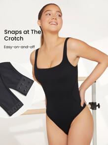 GLOWMODE FeatherFit™ Square Neck Bodysuit - Black - View 6