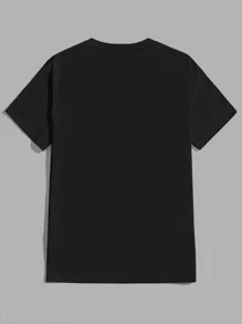 Manfinity VCAY Tops Nam Đắp vá Ruy băng Lá thư Giải trí - màu đen - Xem 2