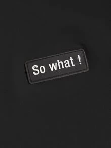 Manfinity VCAY Tops Nam Đắp vá Ruy băng Lá thư Giải trí - màu đen - Xem 5