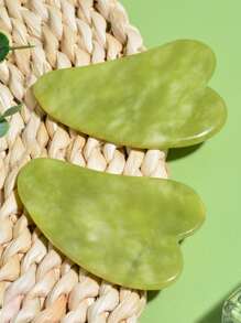 2pcs Stone Roller & Gua Sha Set Face Roller and Gua Sha Facial Tools for Skin Care Routine and Puffiness - Green - View 6