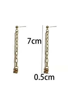 鏈條裝飾耳環 - 金黃色 - 查看 3