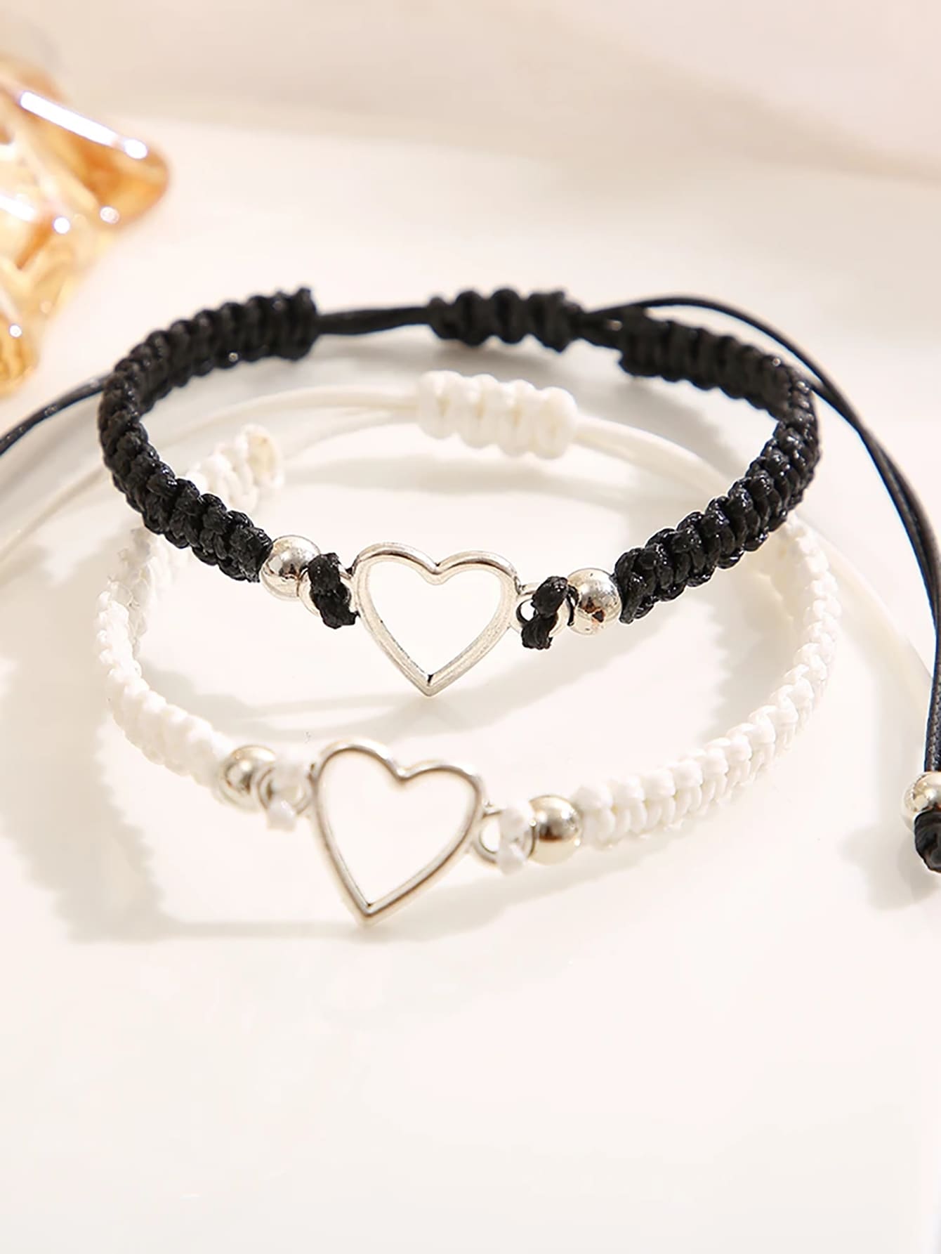 2pcs Couple Heart Decor Bracelet - Multicolor - View 1