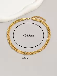 18k Gold Plated Stainless Steel Chunky Mesh Chain Necklace, Suitable For Daily Wear And Holiday Gifts, Couple Jewelry