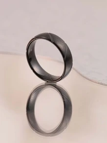 Men Minimalist Ring - Black - View 2