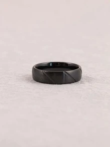 Men Minimalist Ring - Black - View 4