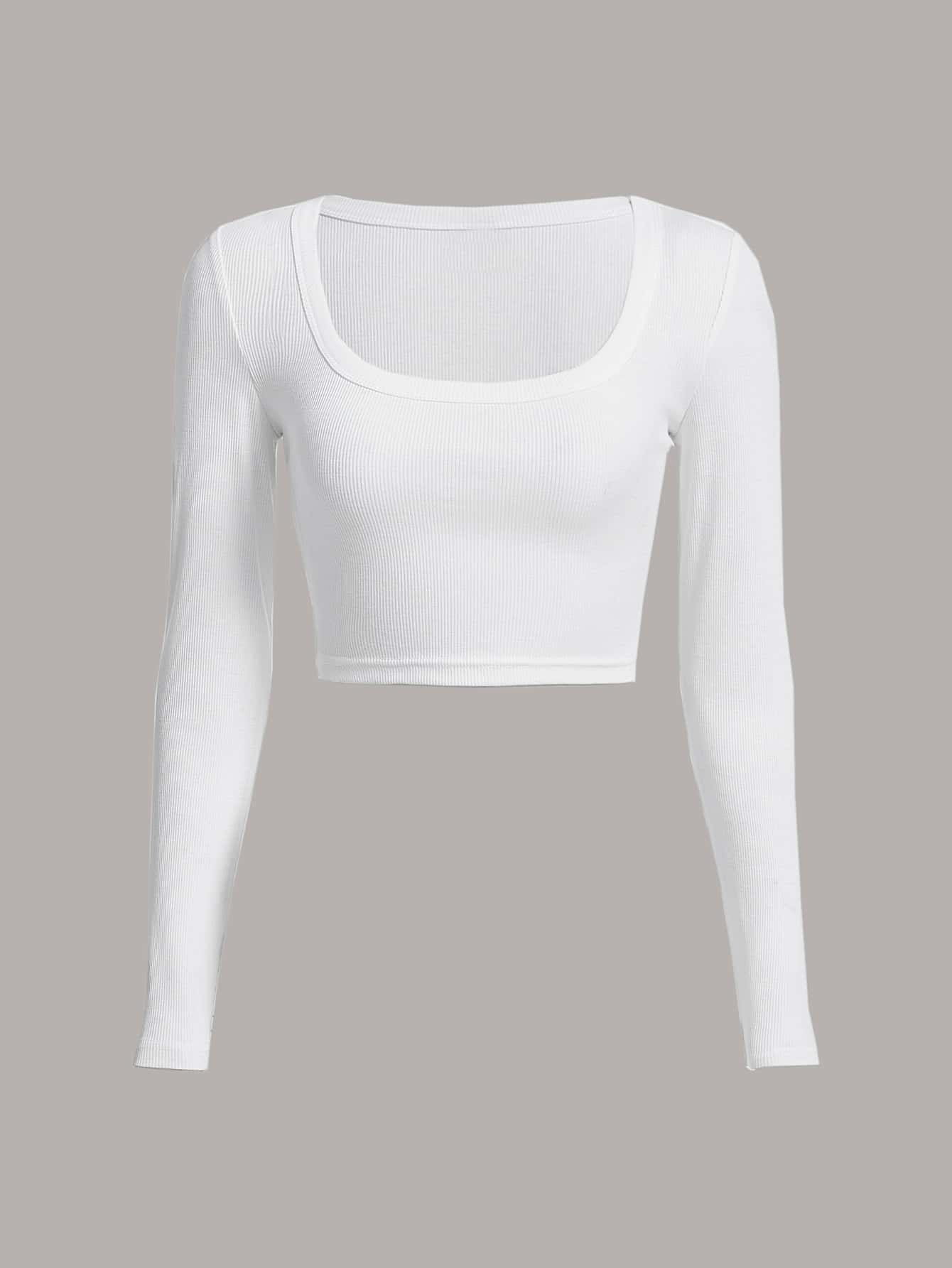 SHEIN EZwear Camiseta crop de cuello cuadrado