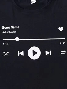 SHEIN Tween Girl Letter Graphic Tee - Black - View 4