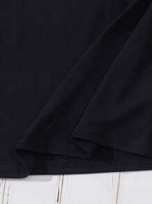 SHEIN Tween Girl Letter Graphic Tee - Black - View 7