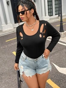 SHEIN LUNE Body con abertura - Negro - Ver 4