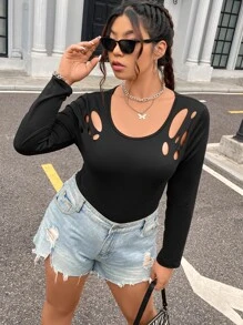 SHEIN LUNE Body con abertura - Negro - Ver 6