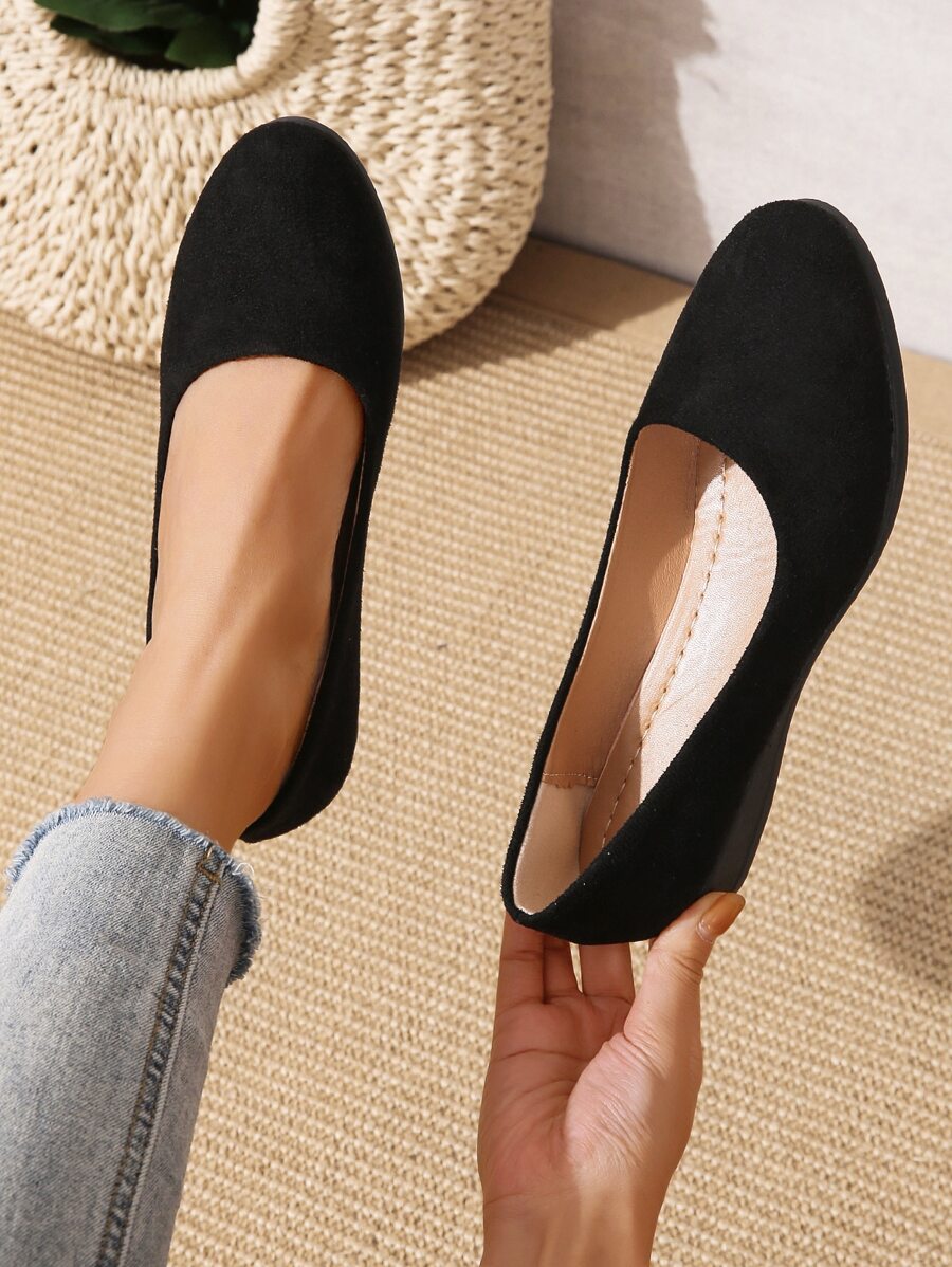 Women Minimalist Ballets Knit Elegant Flats Black, Black Elegant Plain