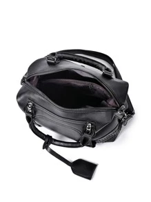 搭扣裝飾手提托特包 - 黑色 - 查看 5