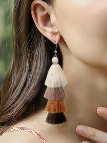 Tassel Drop Earrings - Multicolor - View 1