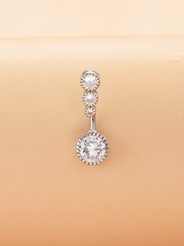 1pc Cubic Zirconia Decor Navel Belly Ring Unisex Fashion Punk Body