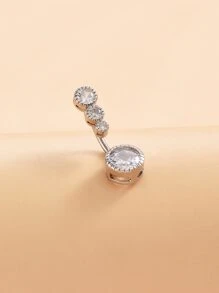 1入組方晶鋯石裝飾臍環中性時尚朋克身體穿刺首飾銅首飾類 - 銀色 - 查看 3
