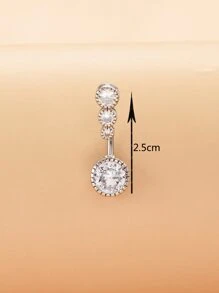 1入組方晶鋯石裝飾臍環中性時尚朋克身體穿刺首飾銅首飾類 - 銀色 - 查看 5