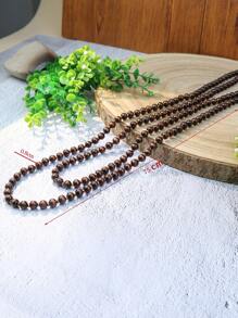 1入組復古木頭極簡串珠多層次項鍊適合女士適用於日常 - 彩色 - 查看 5