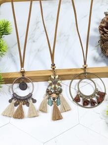 3 件套花朵和流苏吊饰项链 情人节、妈妈、母亲、母亲节、礼物