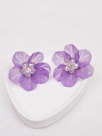 珠子裝飾花耳釘