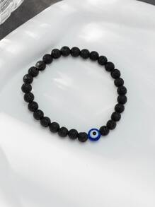 Men Eye Decor Beaded Bracelet - Multicolor - View 2