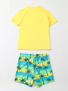 Tween Boy Tropical Print Beach Swimsuit - Multicolor - View 3