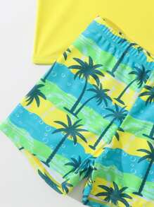 Tween Boy Tropical Print Beach Swimsuit - Multicolor - View 4
