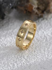 Charm-In 1入組方晶鋯石裝飾戒指銅首飾類