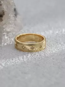 Charm-In 1入組方晶鋯石裝飾戒指銅首飾類