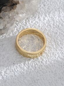 Charm-In 1入組方晶鋯石裝飾戒指銅首飾類