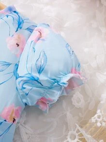 Baby Floral Print Puff Sleeve Belted Dress