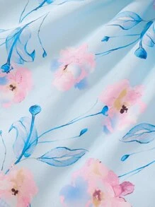 Baby Floral Print Puff Sleeve Belted Dress