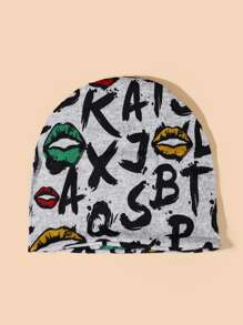 Mũ len họa tiết môi & chữ cái - Nhiều màu - Xem 2