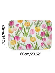 1 pieza Alfombra con patrón de flor puerta dibujos animados lindo poliéster puerta para casa - Multicolor - Ver 2