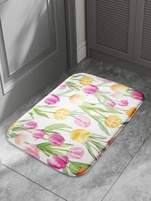 1 pieza Alfombra con patrón de flor puerta dibujos animados lindo poliéster puerta para casa - Multicolor - Ver 3