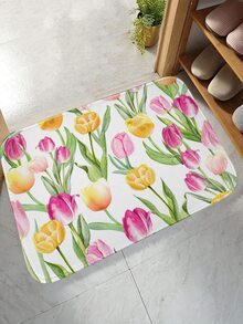 1 pieza Alfombra con patrón de flor puerta dibujos animados lindo poliéster puerta para casa - Multicolor - Ver 4