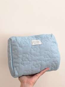 1 Pc Women Flower Makeup Bag Travel Large Wash Bag,Makeup Bag Makeup Pouch Skincare Bag Toiletry Bag Packing Cubes,Travel Essentials Cruise Essentials Dorm Essentials,Wedding Bridesmaid Gifts,Mom Gifts,Birthday Gifts,Gifts For Friends And Teachers,Home Decor,Bathroom Livingroom Bedroom Decor,Bathroom Organizer,Jewelry Organizer,Lip Oil Organizer,Nail Polish Organizer Storage Makeup Organizer Makeup Case - Baby Blue - View 3