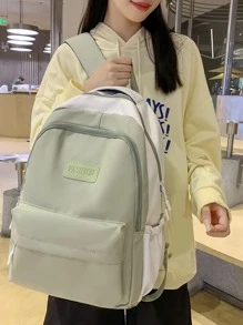 Patch Detail Classic Backpack School Bag For Graduate, Teen Girls, Freshman, Sophomore, Junior & Senior In College, University & High School, Perfect For Outdoors ,Travel & Back To School - Green - View 1