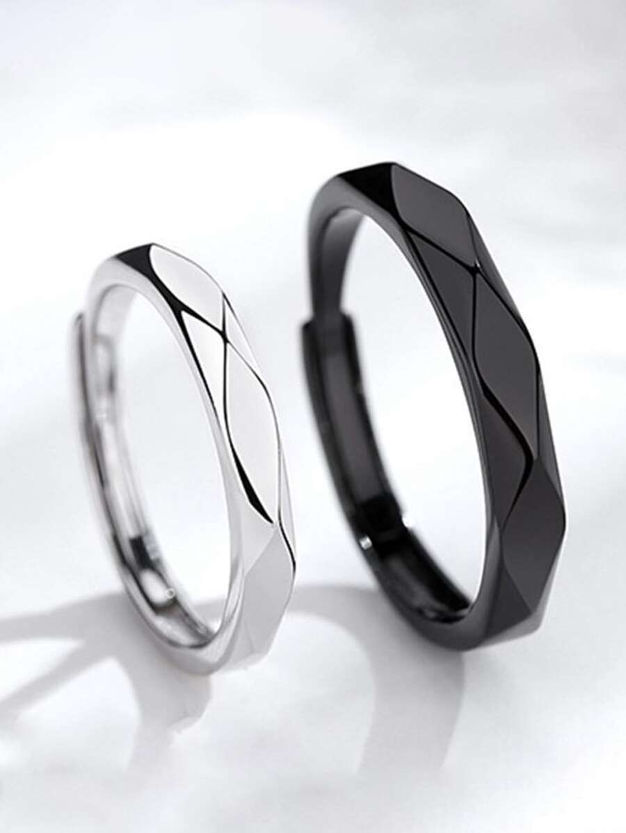 2pcs/set Couple Textured Ring | SHEIN UK