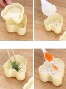 4pcs Sushi Molds, Varied Shapes Rice Ball Mold, Triangular Bento Box Rice Ball Mold, Seaweed Wrap DIY Tool - Yellow - View 4