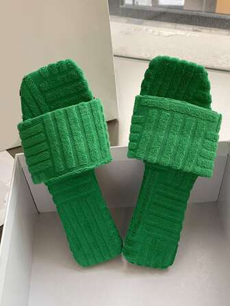 Frauen Minimalistisch Einzelband, Flache Sandalen Fashion Outdoor Pantolette, Knöchelriemen Grün Modisch Einfarbig Damen Flache Sandalen