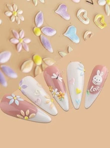 2片花卉紋理指甲藝術貼紙，指甲貼花DIY - 彩色 - 查看 4