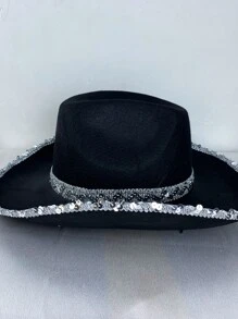 Mũ Fedora trang trí sequin - màu đen - Xem 5