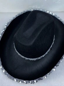 Mũ Fedora trang trí sequin - màu đen - Xem 6